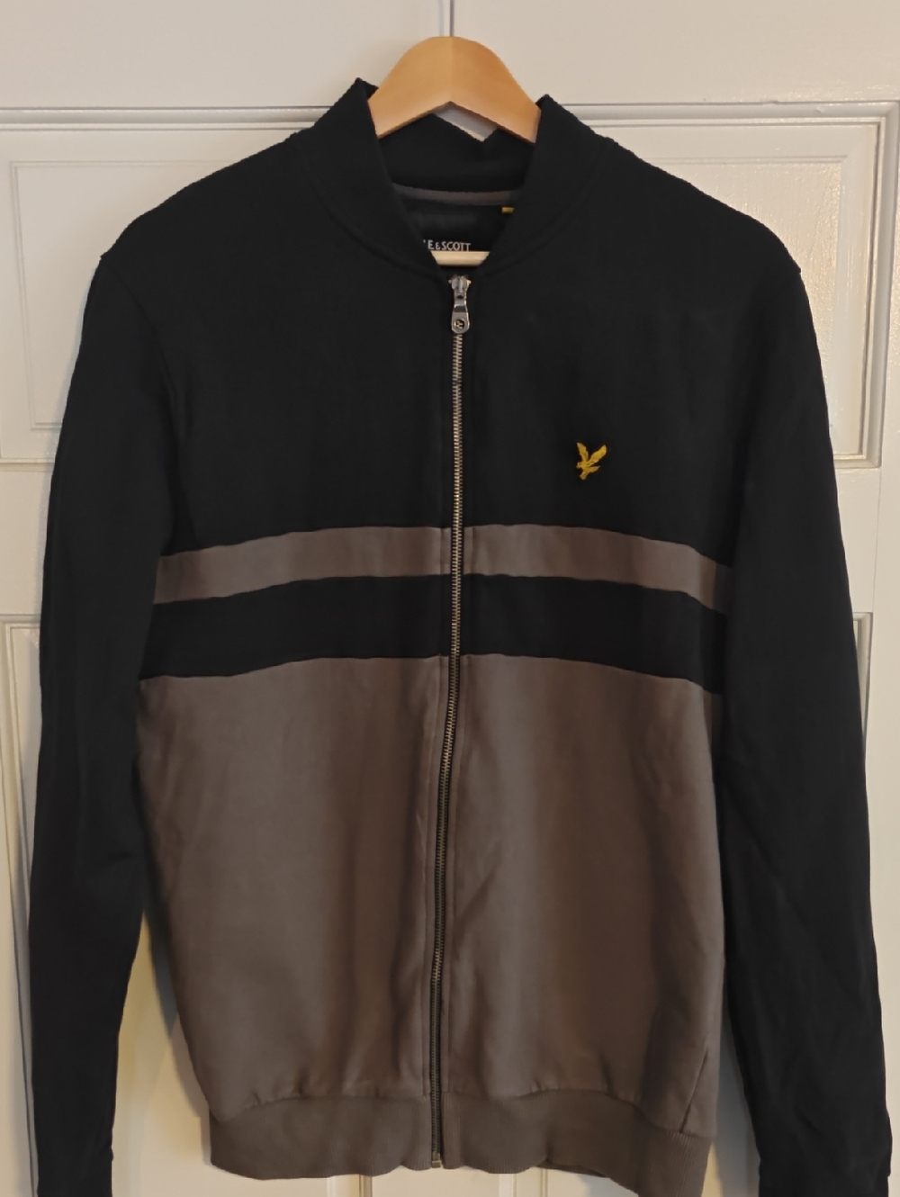 Lyle & Scott Black and Taupe Panel Zip Jacket